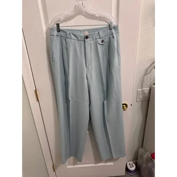 A New Day Women's Light Blue Pleated Wide Leg Trousers Size 12 - Picture 2 of 10